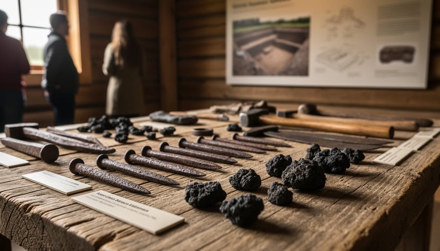 Close-up of iron nails and bog iron fragments associated with the Norse settlement