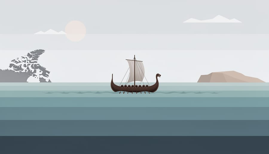 A small wooden boat near the rocky shoreline with open ocean in the background